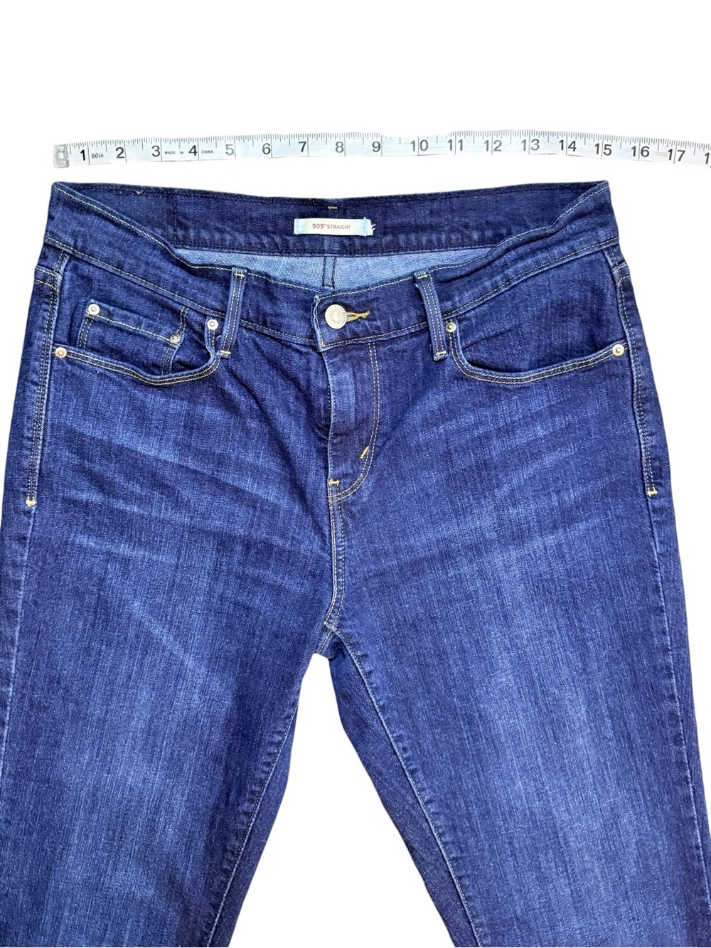 Levi’s 505 Straight Jeans Men’s 34x30 Dark Wash Classic Fit Denim - Picture 6 of 10